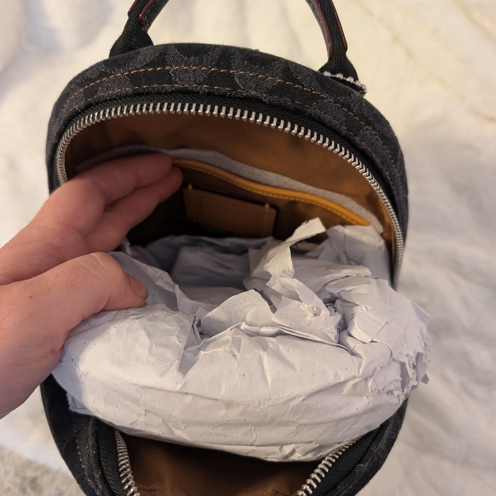 Coach Denim Backpack Signature C Black & Gray NWT Unisex - Picture 7 of 10